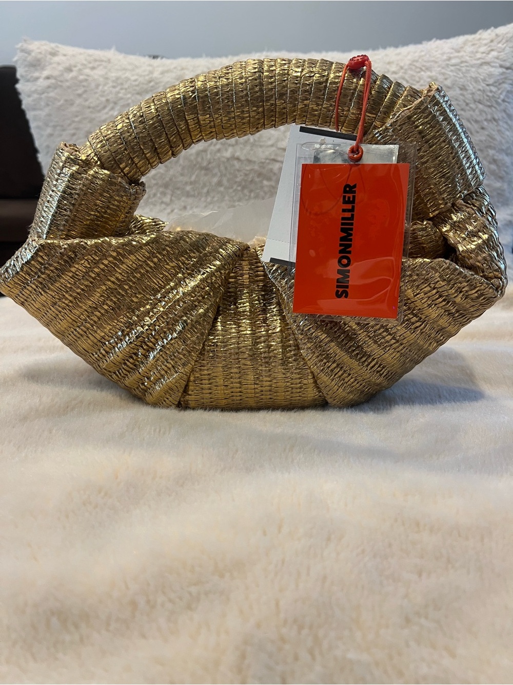 Simon Miller Metallic Gold Crescent Handle Clutch